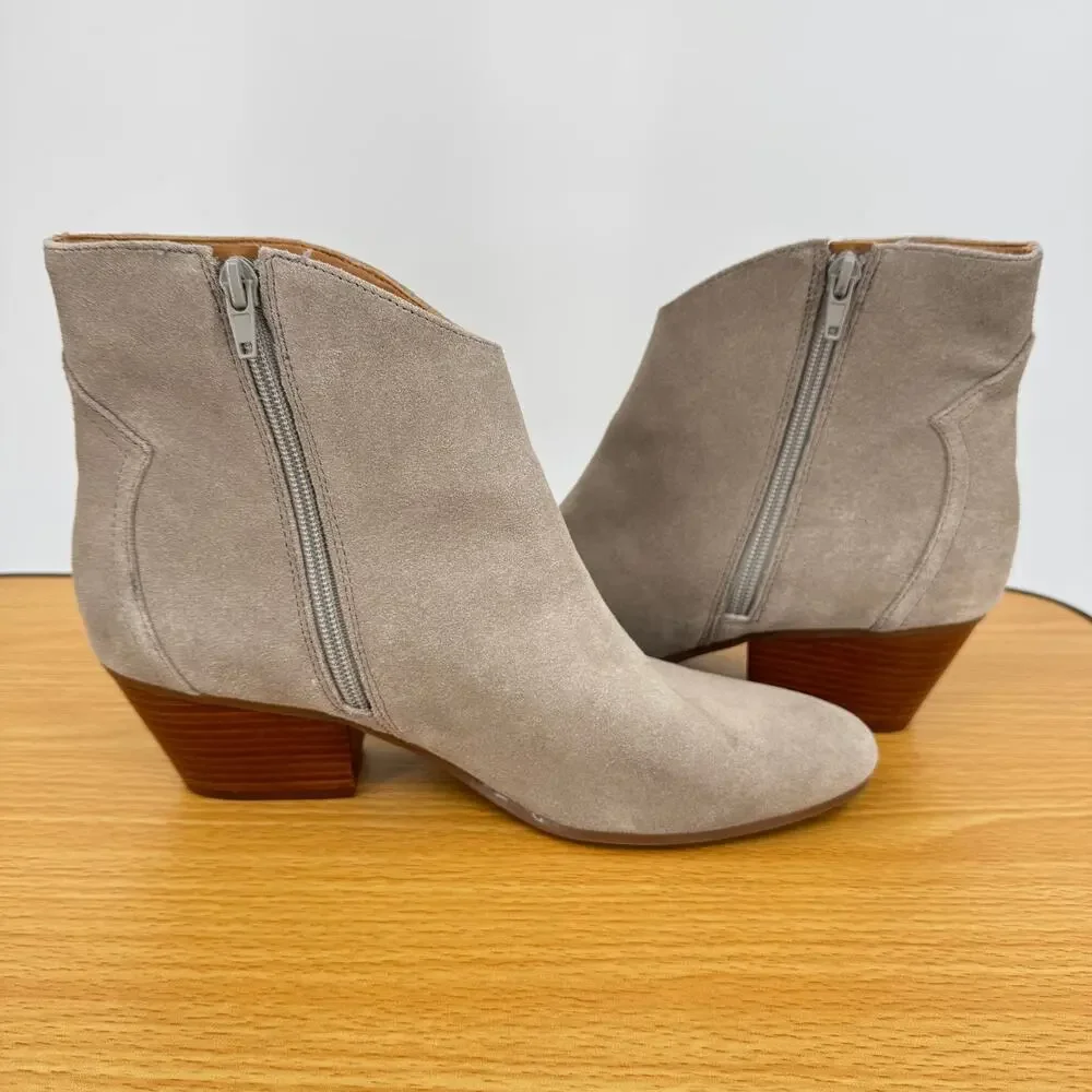 Nine West Tristan boots women's 8.5 ankle western tan suede leather block heel